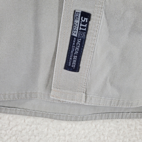 5.11 Tactical Canvas Shirt Men XL Beige Khaki Cargo Conceal Pocket Button Up NRA - Picture 11 of 13